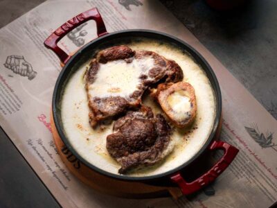 Osobuko in horseradih sauce Balkan Distrikt delivery
