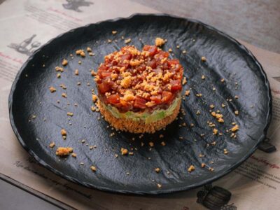 Tuna tartre on couscous with avocado Balkan Distrikt delivery