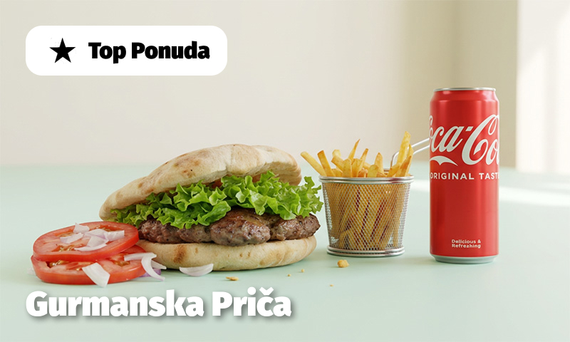banjalučka pljeskavica+ pomfrit 200g + koka kola 0,33l 800 rsd