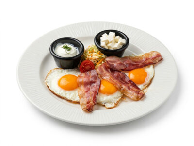 Poached eggs with bacon Giardino L'Osteria delivery