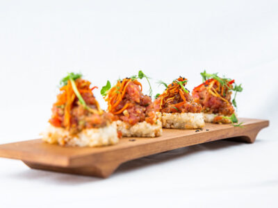 Tuna on crispy sushi rice Nest by Hogo delivery