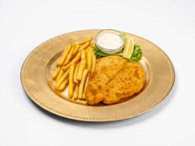 Vienese pork steak + French fries + salad Gong Kineska Hrana delivery