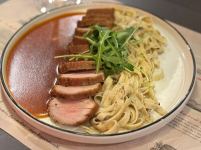 Port fillet with tagliatelle on truffles Balkan Distrikt delivery