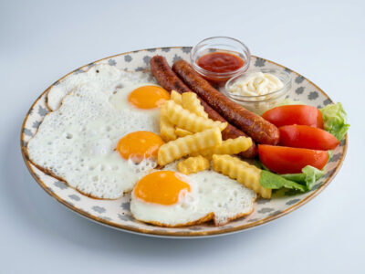 Fried eggs with sausage Family Pub delivery