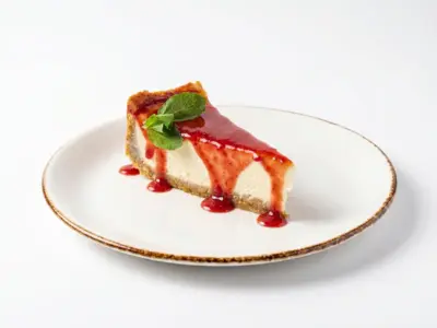 New York cheesecake with strawberries Korzo Gastro Bar delivery