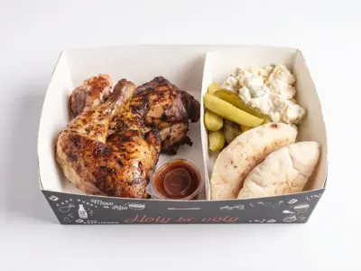 Meal with chicken durmstick Holy Smokes Novi Beograd delivery