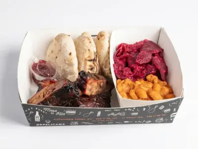 Big meal with ribs Holy Smokes Novi Beograd delivery