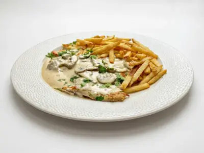Pileći file preliven šampinjon sosom Restoran Sojenica dostava
