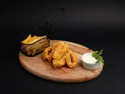 Chicken sesame sticks + fries Klops delivery