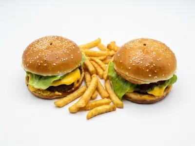 2 burgers and fries Jules Verne delivery