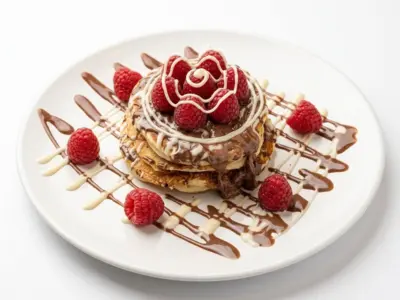 American pancakes with cream, plazma and forest fruit Jules Verne delivery