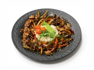 Main meal - Pork fillet in soya sauce with vegetables Giardino L'Osteria delivery