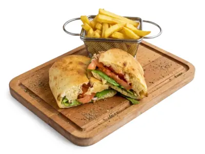 Sandwich with kulen in homemade bun Jules Verne delivery