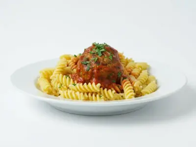 Meatballs in tomato sauce with fusilli pasta Food Depo delivery