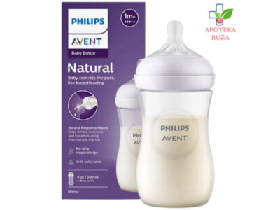 Avent plastična boca Natural Response za bebe 1+ 260ml 9639 Ruža Apoteka delivery