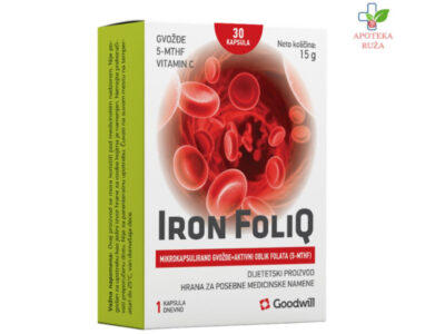 Iron FoliQ za anemiju i deficit gvožđa 30 kapsula Ruža Apoteka delivery