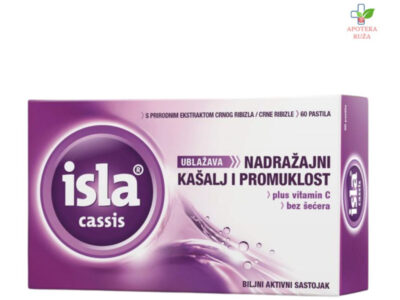 Isla Cassis pastile za grlo protiv promuklosti i suvog kašalja 60 komada BEZ ŠEĆERA Ruža Apoteka delivery