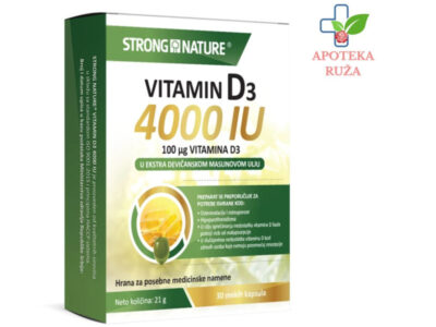 Strong Nature Vitamin D3 4000 IU u ekstra devičanskom maslinovom ulju 30 kapsula Ruža Apoteka delivery