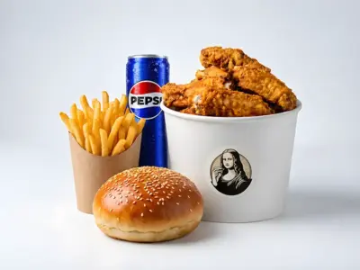 Krilca velika kofica + mona kajzos + pomfrit 200g + Pepsi 0.33L Mona Lisa Burger Bar dostava