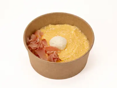 Polenta with cheese and prosciutto Protein Bite delivery