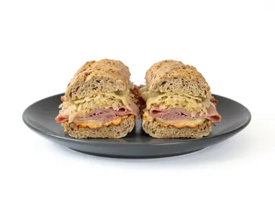 Sandwich with prosciutto Protein Bite delivery
