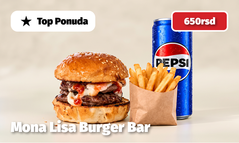 Vašarski Monster burger + Pepsi 0.33L + Kesica pomfrita